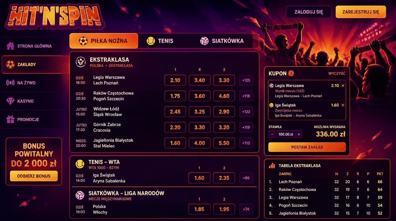 oferta zakładów sportowych w Polsce z różnorodnymi rynkami i kursami