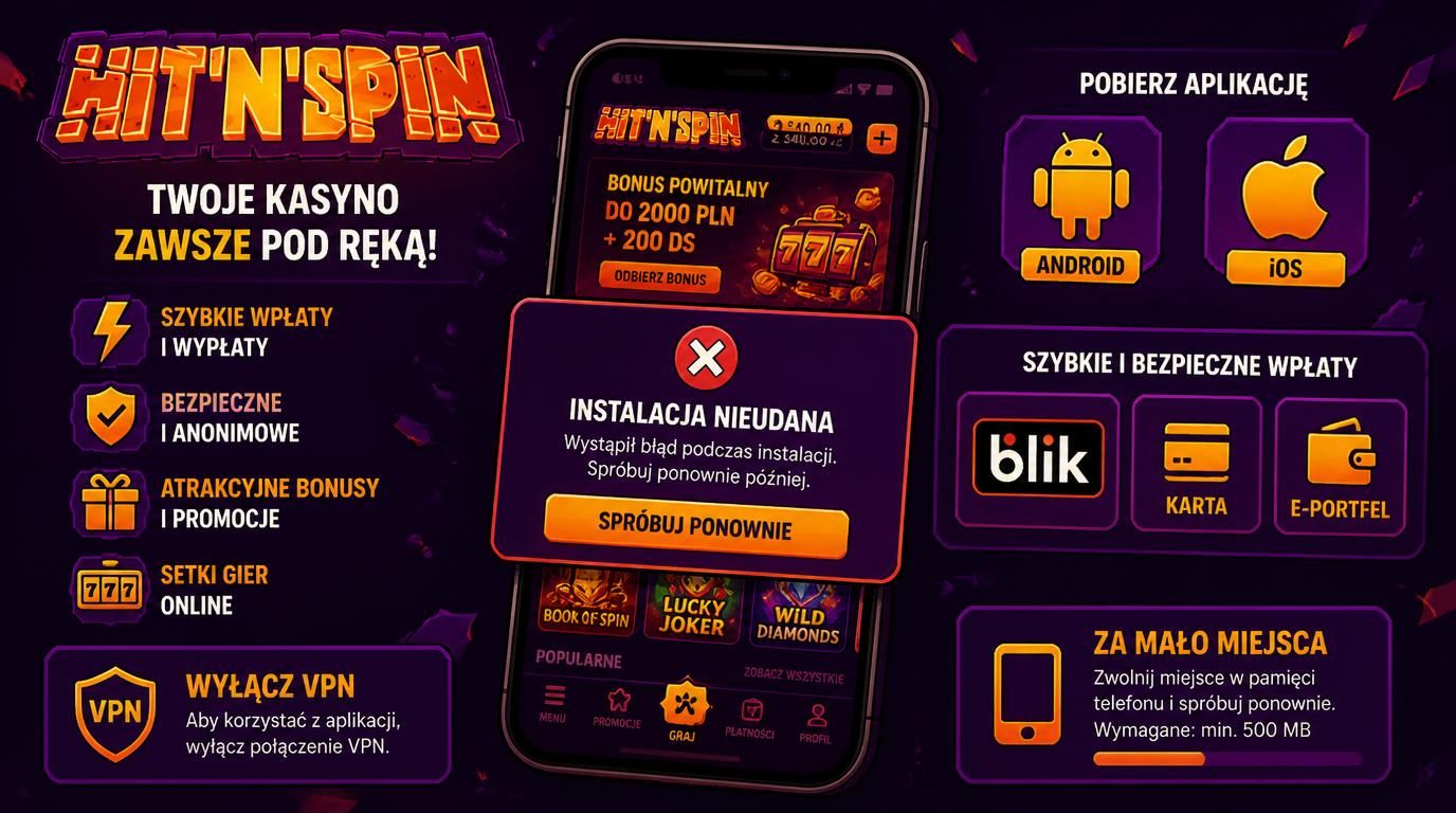 ekran instalacji z błędem oraz ikony płatności i systemu