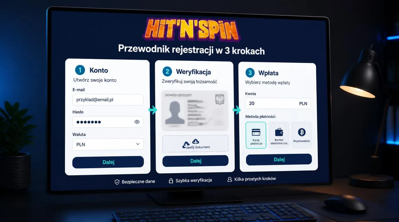 Panel rejestracji konta, przesyłania dokumentu tożsamości i pierwszej wpłaty w PLN
