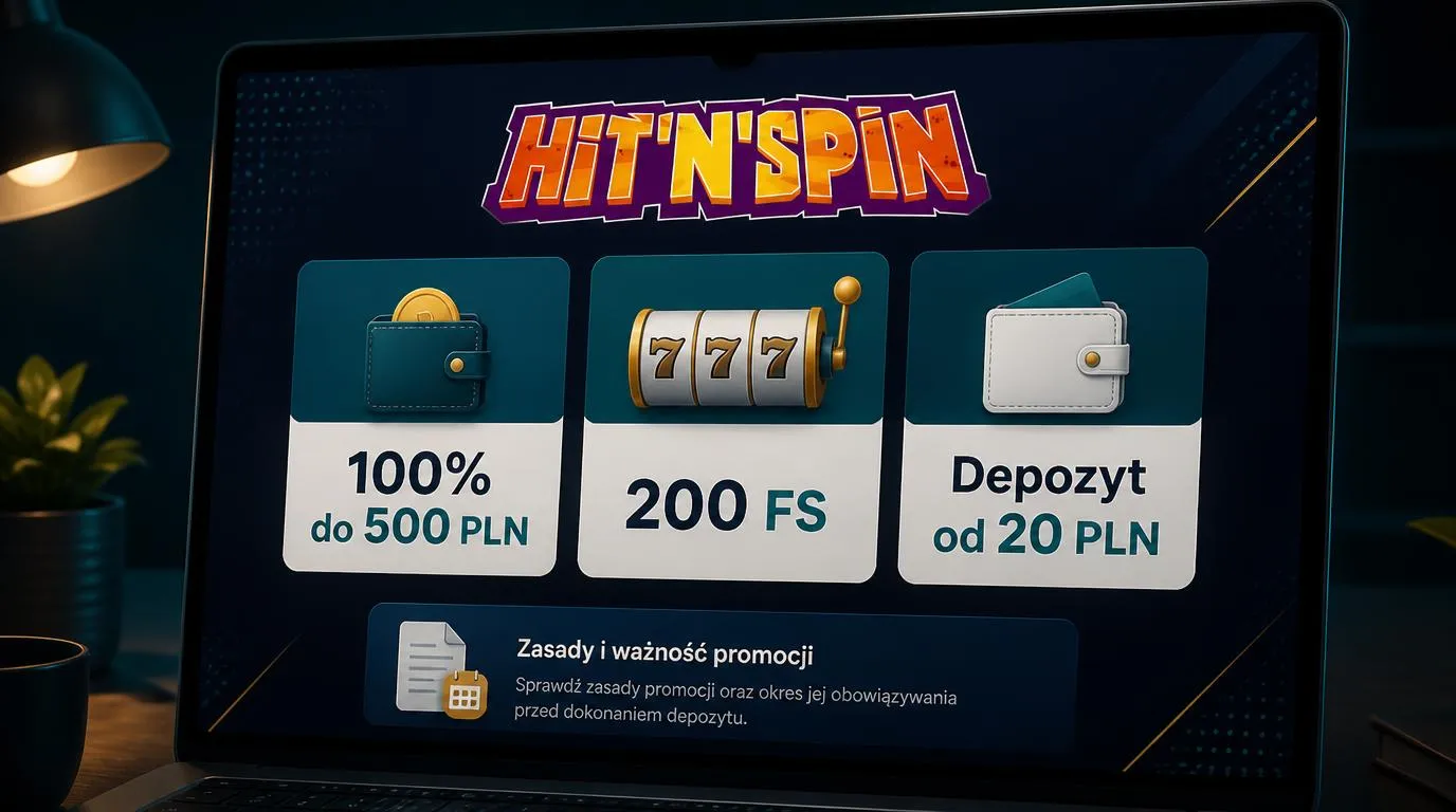 Panel bonusu powitalnego z ofertą 100% do 500 PLN, 200 darmowymi spinami i minimalnym depozytem 20 PLN